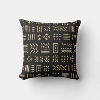 Oreiller à motif minimaliste de mudcloth africain