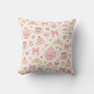 Oreiller à motif pastel de théière florale vintage