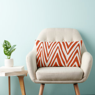 Oreiller à motif zèbre orange brûlé et blanc cassé