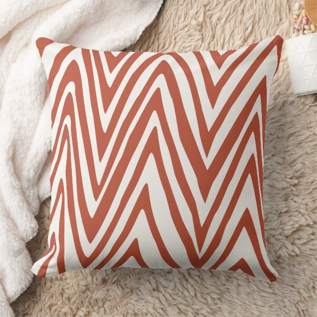 Oreiller à motif zèbre orange brûlé et blanc cassé (Couverture)
