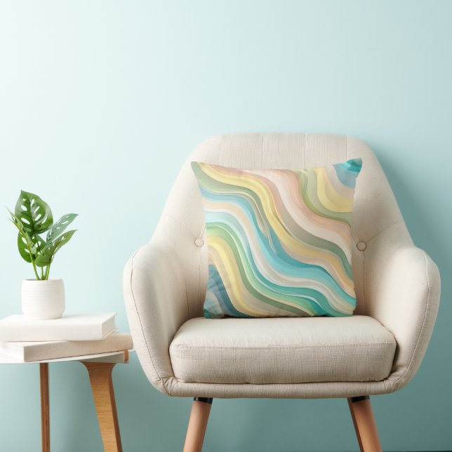 Oreiller à ondes Abstraites Pastel (Chaise)