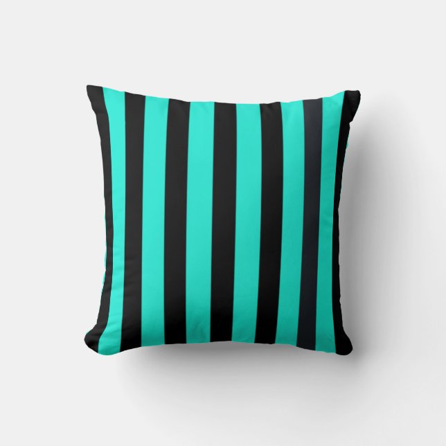 oreiller à rayures turquoise et noir (Recto)
