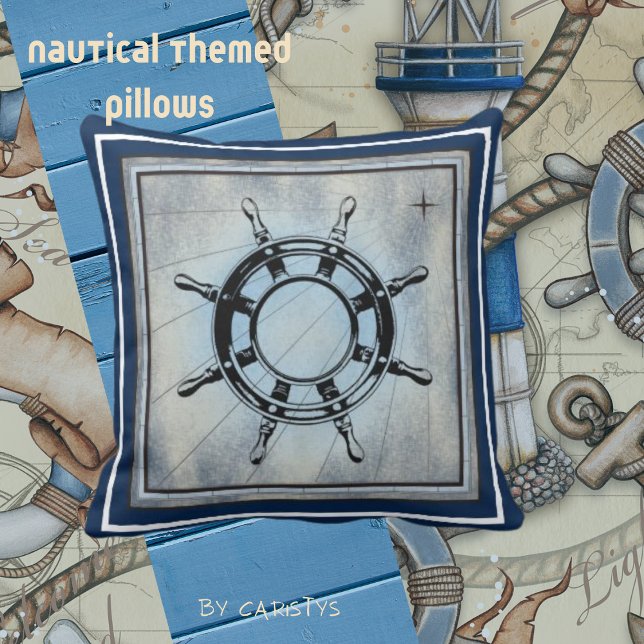 Oreiller à Thème Bleu Nautique (Créateur téléchargé)