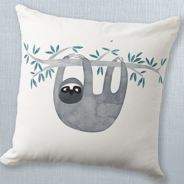 Oreiller à vis mignon (Sloth watercolor throw pillow with matching sloth pattern on reverse)