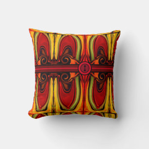 Oreiller Abstrait à lancer rouge et or