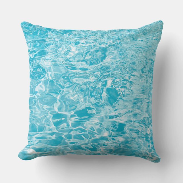 Oreiller Abstrait Liquide Bleu Et Blanc (Recto)