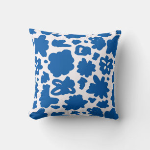 Oreiller Abstrait Motif Fleur Bleu