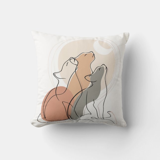 Oreiller accentué Boho Cats Howling Square (Recto)
