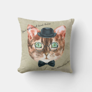 Oreiller accentué tête de chat nerd hipster