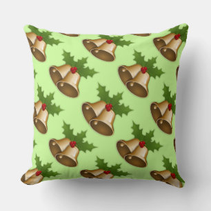 Oreiller accentuel cloches de Noël et houx