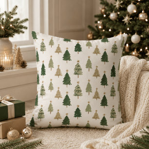 Oreiller Arbre de Noël Aquarelle Minimaliste