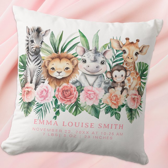 Oreiller avec les statistiques de naissance de béb (Cute Baby Birth Stat Pillow Keepsake)