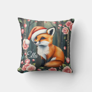Oreiller bébé renard des bois avec chapeau de Noël