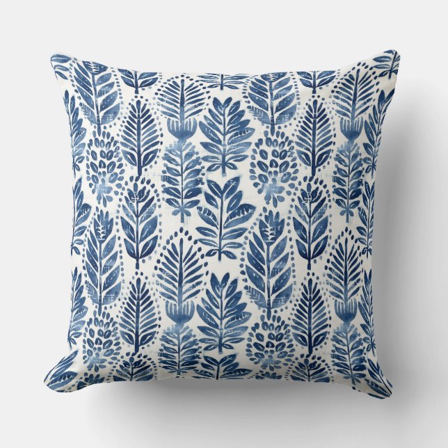 Oreiller bleu blanc feuille (Recto)