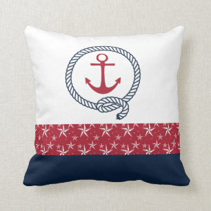 Oreiller bleu bleu rouge à lancer nautique avec A