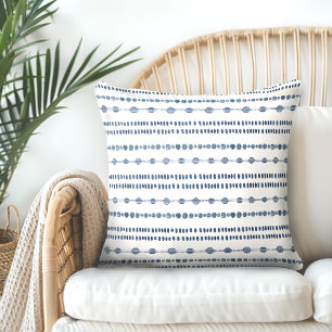 Oreiller bleu indien blanc