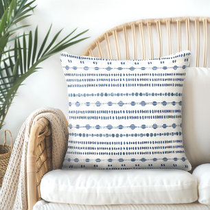Oreiller bleu indien blanc
