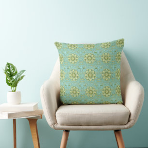 Oreiller bleu vert Brocades Thai