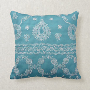 Oreiller bohème turquoise