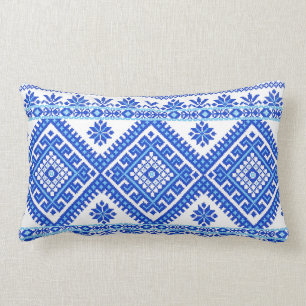 Oreiller Broderie Point de Croix Ukrainien Bleu