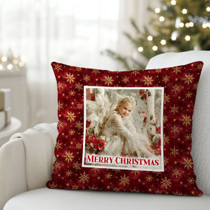 Oreiller Cadeau de Noël Poinsettia Rouge Angélique