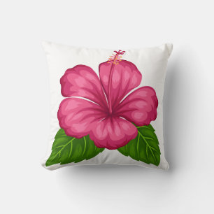 Oreiller Carré - Fleur d'Hibiscus Rose