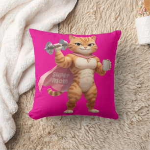 Oreiller Chat Gym Rose – Décoration Fitness Mignon