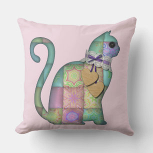 oreiller chat patchwork
