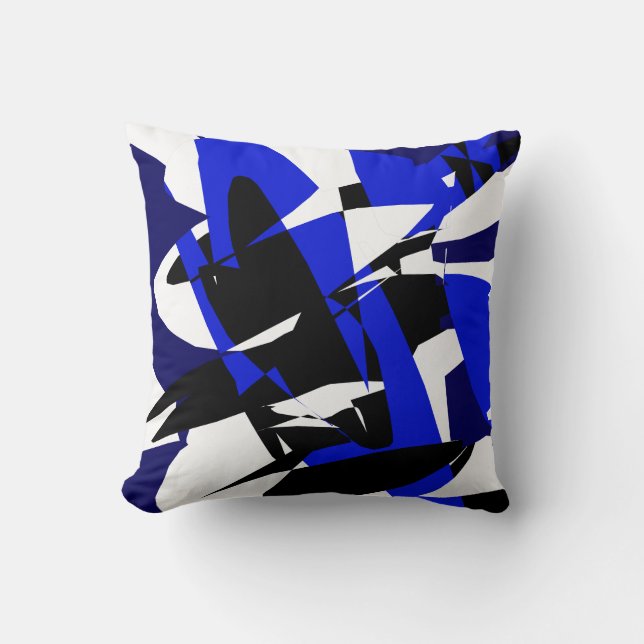 Oreiller Coussin Motif Abstrait Noir Bleu Funky (Recto)