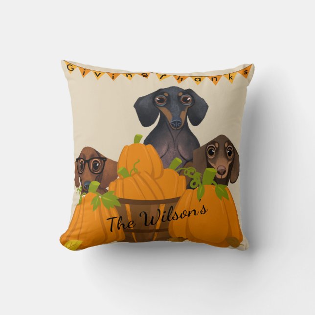 Oreiller Dachshund Thanksgiving Thanksgiving (Recto)