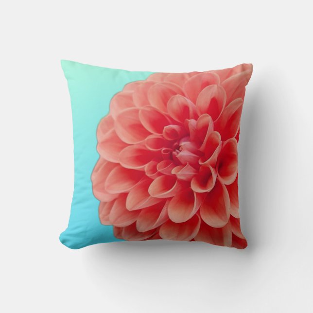 Oreiller Dahlia & Aqua Blue Thlow (Recto)