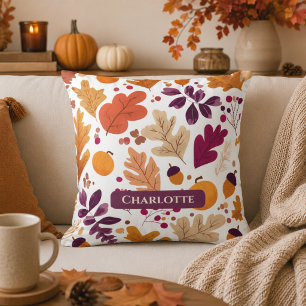 Oreiller d'automne personnalisé – Feuilles d'autom