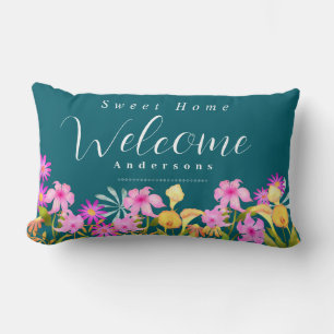 Oreiller de bienvenue sarcelle Jardin Floral