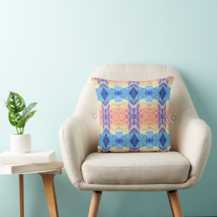 Oreiller de décoration kaléidoscope bleu pastel et