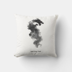 Oreiller de fantaisie Dragon Fumée Encre Noire Abs