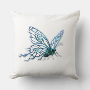 Oreiller de jet artistique papillon bleu élégant