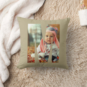 Oreiller de jet de photo initiale Tan Baby