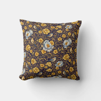 Oreiller de jet élégant à motif floral or