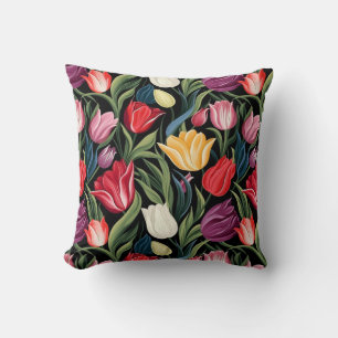 Oreiller de jet en coton Tulipes