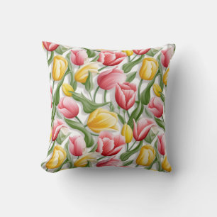 Oreiller de jet en coton Tulipes