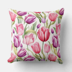 Oreiller de jet en coton Tulipes