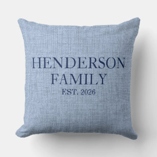 Oreiller de jeté de famille personnalisé à motif e