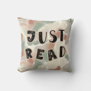 Oreiller de livre aquarelle abstrait « Just Read »