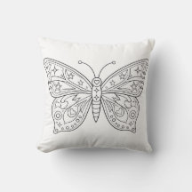 Oreiller de livre de coloriage de papillon