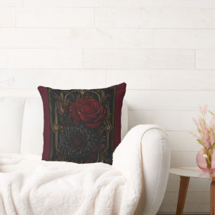 Oreiller de luxe en fausse suede Crimson Rose Dark