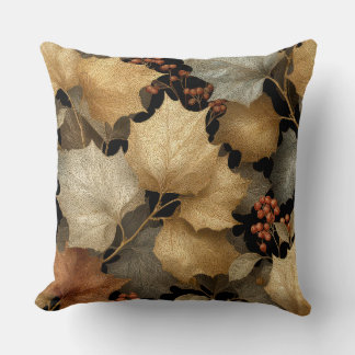 Oreiller de luxe en feuilles botaniques dorées