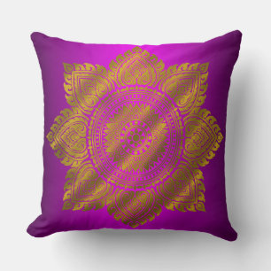 Oreiller de luxe Mandala Or Pourpre
