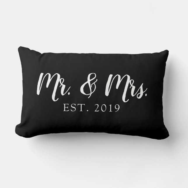 Oreiller de mariage établi Mr et Mrs Script (Recto)