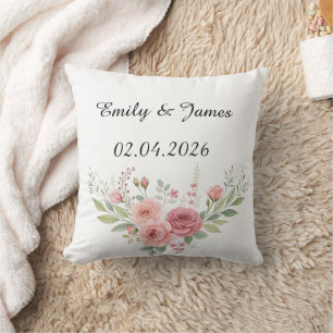 Oreiller de mariage personnalisé avec noms et date
