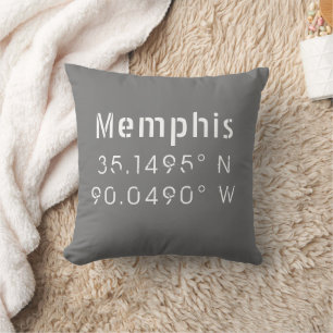 Oreiller de Memphis Tennessee Longitude Latitude
